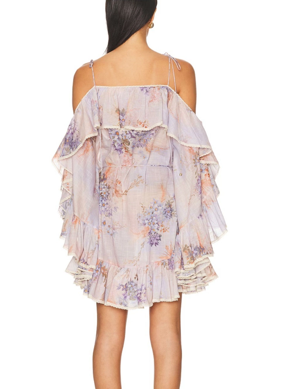 NWT Cascadian Ruffle Mini Dress in Lilac Botanical Floral Size 0 - Picture 4 of 10